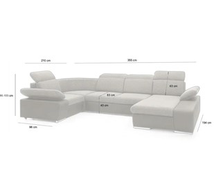 Narożnik CONTINENTAL L Brąz z Funkcją Spania II Grupa Tkanin