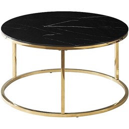 Ława SABINE fi80 Złoty/Czarny Efekt Marmuru