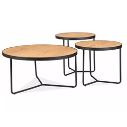 Zestaw Ław DEMETER Dąb/Czarny Mat