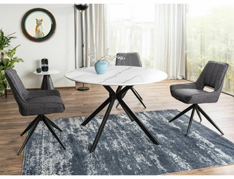 Stół Okrągły ASTER fi120 Biały/Efekt marmuru