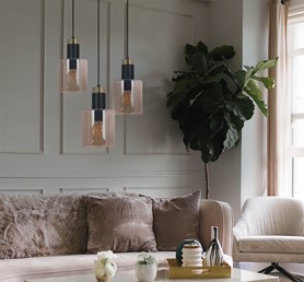 Lampa Wisząca ALTO K-5257 Czarny/Złoty/Bursztynowy