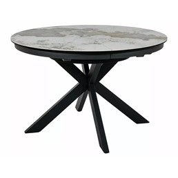 Stół Rozkładany PORTO Ceramic (160-120)x120cm Biały Połysk/Czarny Mat