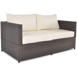 Sofa Ogrodowa MALAGA 2-Osobowa Brązowy/Kremowy