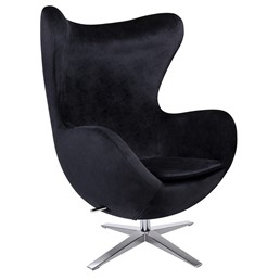 Fotel EGG Szeroki Velvet Czarny