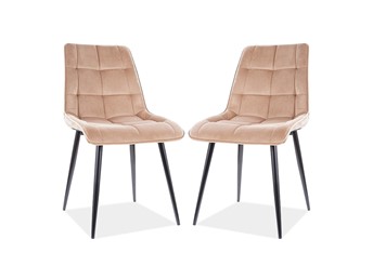 Zestaw 2x Krzesło CHIC Velvet Czarny/Beż