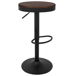 Krzesło Barowe VOLT Czarny/Ciemny Wiąz