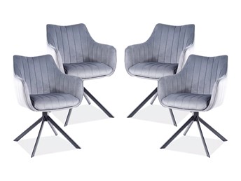 Zestaw 4x Krzesło AZALIA Velvet Czarny/Szary Bluvel 14