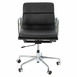 Fotel Biurowy Skóra Naturalna CH2171T Czarna/Chrom