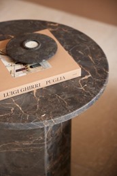 Stolik NAXOS fi50cm Marmur Ciemny Brązowy