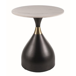 Ława VIRGO fi50 Biały Efekt Marmuru/Czarny