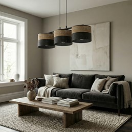 Lampa Wisząca KARBON 3 Czarny/Brązowy