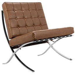 Fotel BARCELON VINTAGE PU Srebrny/Brązowy