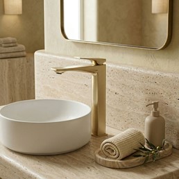 Bateria Umywalkowa Wysoka PRIME Złoty Szczotkowany