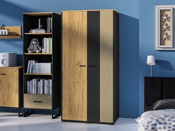 Szafa COLT 02 Dąb Craft Złoty/Czarny-Stal Premium 3D