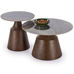 Zestaw Ław TOWER fi70/50 Brązowy Marmur/Orzechowy