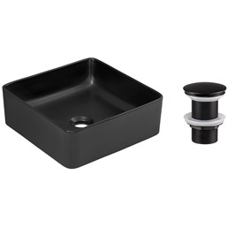 Zestaw Umywalkowy z Korkiem Click-Clack SLIM Czarny Mat