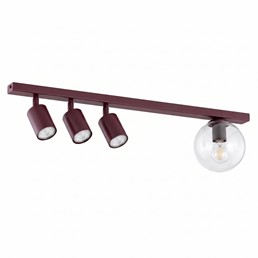 Lampa Sufitowa BASTER 4 Burgundowy/Transparentny