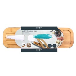 Komplet 3w1 Deska, Pojemnik z Napisem i Nóż Turkusowy