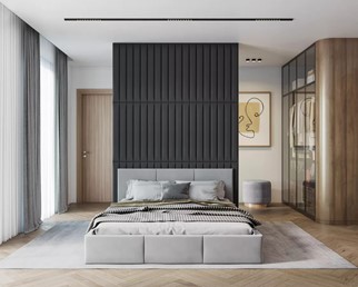 Panel Tapicerowany Ścienny TRINITY 90x10 Grafitowy