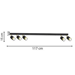 Plafon MASSIMO 5 Czarny/Złoty
