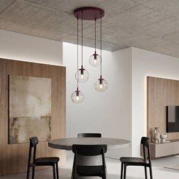 Lampa Wisząca COSMO 4PREM Burgundowy/Transparentny