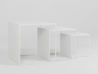 Stół Kawowy Zestaw 2 Wall Trio Metal 35x45x55 Biały