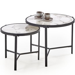 Zestaw 2 Ław FATIMA Biały Marmur/Czarny