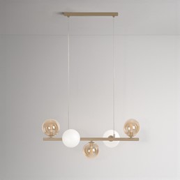 Lampa Wisząca LEMO K-5846 Biały/Beż/Bursztynowy