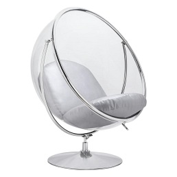 Fotel BUBBLE STAND 2 Poduszka Srebrna Ekoskóra