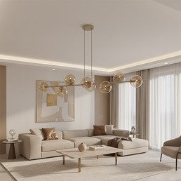 Lampa Wisząca MAGNUS 8 Beżowy/Bursztynowy