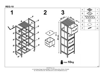 Regał Reg10 Naturalny/Popielaty Skandynawski