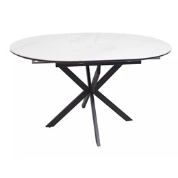 Stół Rozkładany GASTON Ceramic 100 (100-135)x75 Biały/Czarny Mat