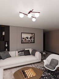 Lampa Sufitowa SMART 4 Burgundowy/Opal