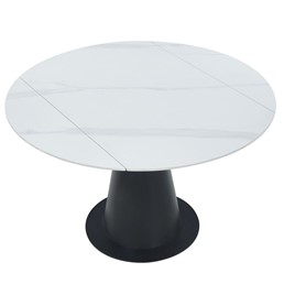 Stół Rozkładany ST29-FX (75-120)x120 Biały Marmur/Czarny