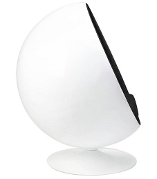 Fotel BALL Biało-Czarny - włókno szklane, wełna