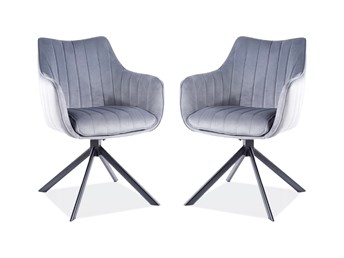 Zestaw 2x Krzesło AZALIA Velvet Czarny/Szary Bluvel 14