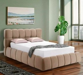 Łóżko PARMA Velvet 140x200cm Ciemny Beżowy