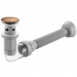 Syfon Umywalkowy z Korkiem Klik-klak FLOW Miedź Szczotkowany