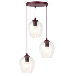 Lampa Wisząca ISTAR 3PREM Burgundowy/Transparentny