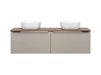 Zestaw SFT B UN 6252 160cm (2x Szafka + Blat + 2x Umywalka) Szary/Dąb