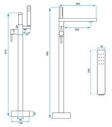 Bateria Wannowa Podłogowa FLORES Czarny