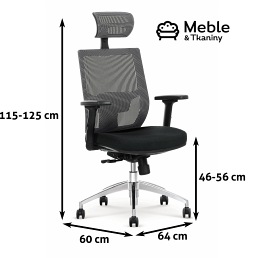 Fotel ergonomiczny ADMIRAL Popielato/Czarny