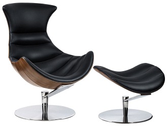 Fotel z Podnóżkiem Hommer 84x73x115 Czarny/Brązowy