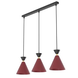 Lampa Wisząca KLEVER 3 Burgundowy/Czarny