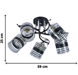 Żyrandol ASTER 5 Srebrny/Czarny