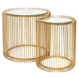 Zestaw Stolików WIRE Mosiądz