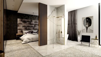 Ścianka Prysznicowa AERO 120 Złoty Szczotkowany