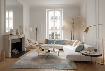 Dywan DECO RUGS Grey Blue Net 4528 160x230 cm Szary/Niebieski