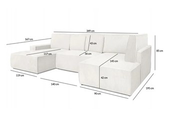 Narożnik PILLOW C2 140 Beżowy z Funkcją Spania - II Grupa Tkanin