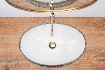 Umywalka Nablatowa MERYL Biały/Złoty